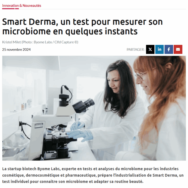 Byome Labs développe une solution pour adapter les soins cosmétiques au microbiome de chaque individu, réduisant ainsi les erreurs de choix de produits.